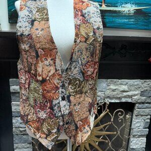 VTG Cat Tapestry Vest Large